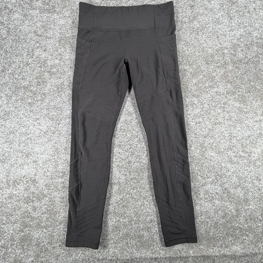 Athleta Delancey Moto Tight Leggings Womens M Black Street City Wicking Sculptek